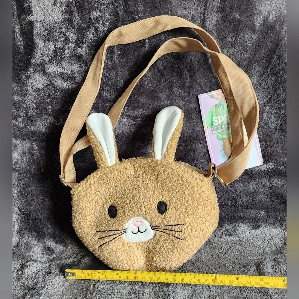 New kid girl's Easter Crossbody Terry Fabric pink / brown Bag